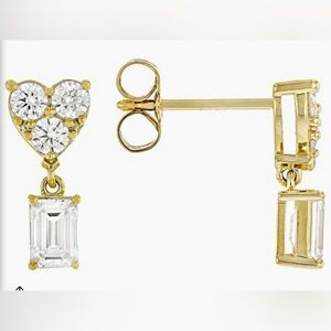 💕 White Lab-Grown Diamond H SI Solid 14k Yellow Gold Dangle Earrings 1.25ctw